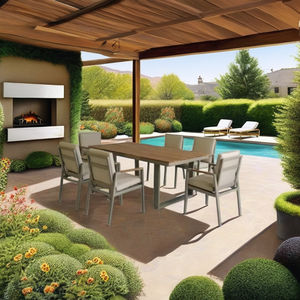 Modern Outdoor <strong>Dining</strong> Set Solid Wood <strong>Teak</strong> <strong>Table</strong> Top Aluminum Chair for Courtyard Hotels Poolside Patio Furniture Garden Use - Product Image 2