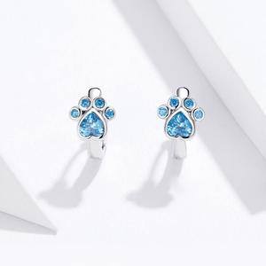 חמוד חיות מחמד חתול paw הדפסי עקבות s925 סטרלינג כסף עגילים נשי פלטינה מצופה אנטי אלרגי טמפרמנט כסף עגיל - Product Image 5