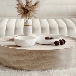 Table basse ronde moderne en ciment beige Ventes directes d'usine de meubles de maison de haute qualité - Product Image 2