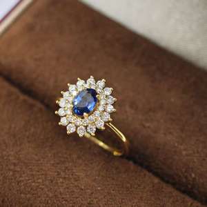 Anillo de plata 925 con zafiro y diamante cultivado en laboratorio de UM Jewelry, unisex para uso diario, regalo de aniversario de boda - Product Image 2
