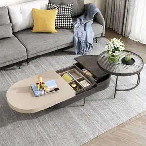 Tables basses <span class=keywords><strong>en</strong></span> <span class=keywords><strong>verre</strong></span> avec <span class=keywords><strong>pieds</strong></span> <span class=keywords><strong>en</strong></span> métal modernes de style ovale gris pour le salon - Product Image 1