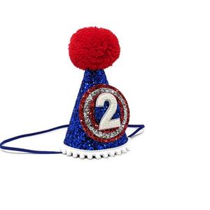 Sombrero de Feliz Cumpleaños para Niños, Diadema de Fieltro con Brillantina para Fiesta de Primer Cumpleaños, Sombrero de Fiesta de Cumpleaños para Bebé con Pompón - Product Image 3