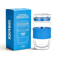 Taza de Café de Vidrio Borosilicato de Doble Pared con Funda de Silicona, Novedad 2026