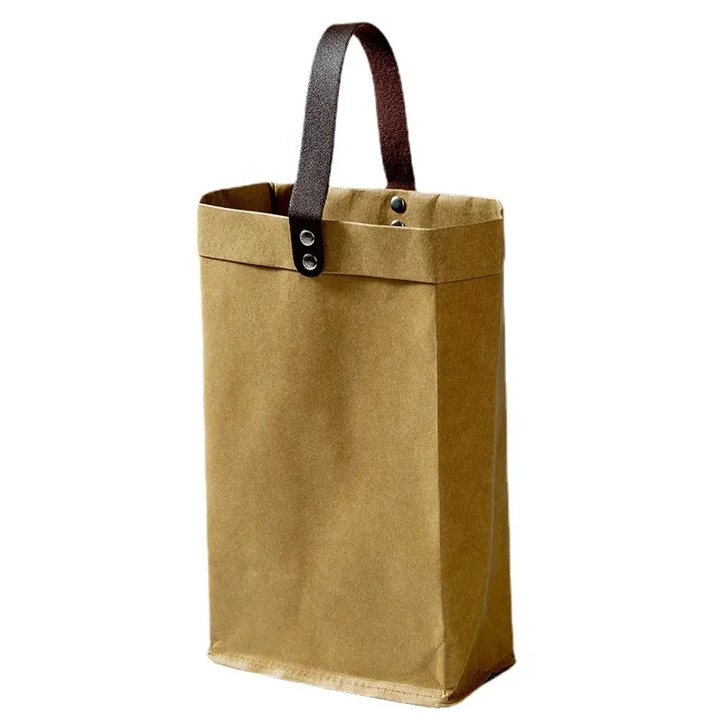 High-End Waterproof Wine Champagne Storage Bag Washed Kraft Paper Packaging Gift Bag With Handle