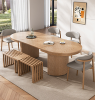 Table de salle à manger ovale extensible et réglable STG en bois massif naturel d'Amérique du Nord, 4 à 8 places, pour appartement, hôtel, maison