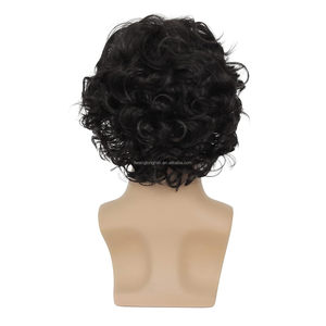 Nouvelle perruque européenne et américaine pour hommes, <span class=keywords><strong>cheveux</strong></span> courts <span class=keywords><strong>bouclés</strong></span>, style denim, perruque synthétique en soie haute température avec bandeau - Product Image 4