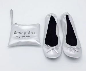Cadeau de mariage Chaussures plates pliantes pour <span class=keywords><strong>femme</strong></span> <span class=keywords><strong>Ballerine</strong></span> en <span class=keywords><strong>cuir</strong></span> PU pour mariage et invité - Product Image 2