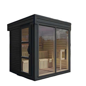 Sauna extérieur électrique moderne et zone de <span class=keywords><strong>repos</strong></span>, <span class=keywords><strong>maison</strong></span> en bois préfabriquée, bain à remous, villa en bois massif - Product Image 1