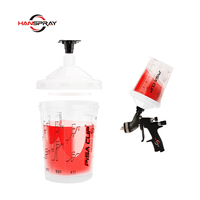Hanspray 600ml HVLP 1.3mm Spray Gun Cup dengan Sambungan Cepat Tanpa Cuci untuk Cat Mobil Bahan PP Garansi 3 Tahun