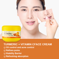 Crème de curcuma naturelle pour le visage, hydratante, blanchissante, correctrice de taches brunes, éclaircissante, crème pour le visage à la curcumine, OEM personnalisé