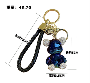 Candy Color Teddy Bear Keychain 3D Bear Doll <b>Key</b> <b>Chains</b> <b>Leather</b> Wristlet Bag Pendant Cute Teddy Bear Plastic Keychains - Product Image 3