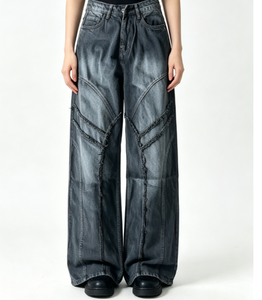 SOONREE High Waist Breathable <strong>Summer</strong> Jeans <strong>Women</strong> Frayed Patchwork Black Denim Pants Wide Leg Gothic Punk Streetwear <strong>Trousers</strong> - Product Image 2