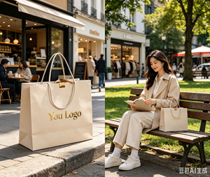 <span class=keywords><strong>Sac</strong></span> cadeau miniature de luxe en papier kraft brun écologique réutilisable avec poignée et logos imprimés - Product Image 5