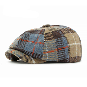 Vente en gros de chapeau de gavroche vintage pour hommes casquette de lierre à carreaux chapeau béret à la mode casquette de gavroche pour hommes femmes unisexe - Product Image 3