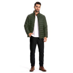 Chaqueta de Moda para Hombre, Color Verde, Estilo Único, Chaqueta de Poliéster de Alta Calidad con Cuello Alto, Fabricación Personalizada OEM - Product Image 1