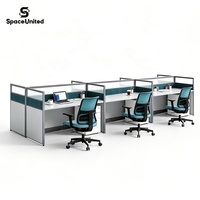 Bureaux de centre d'appels modernes et design SpaceUnited pour 6 personnes avec cloisons