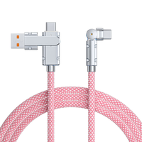 Kabel USB C 3 in 1, Kabel Pengisian Cepat 60W dengan Adaptor Pengisi Daya Multi Port, Kabel Pengisian Multi dengan Sambungan Siku Rotasi 540 Derajat