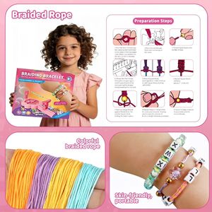 Ensemble de bijoux pour enfants, bracelet et collier <span class=keywords><strong>en</strong></span> perles colorées, bijoux faits à la main, bracelets et colliers <span class=keywords><strong>en</strong></span> résine <span class=keywords><strong>tressée</strong></span> pour enfants - Product Image 4