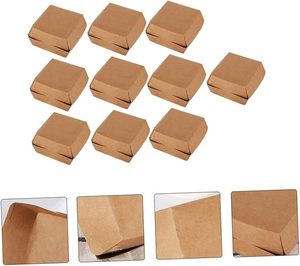 Boîtes à repas en kraft naturel pour pique-niques en plein air, supports alimentaires pour hamburgers, frites et friandises délicieuses pour fêtes, boîte marron - Product Image 5