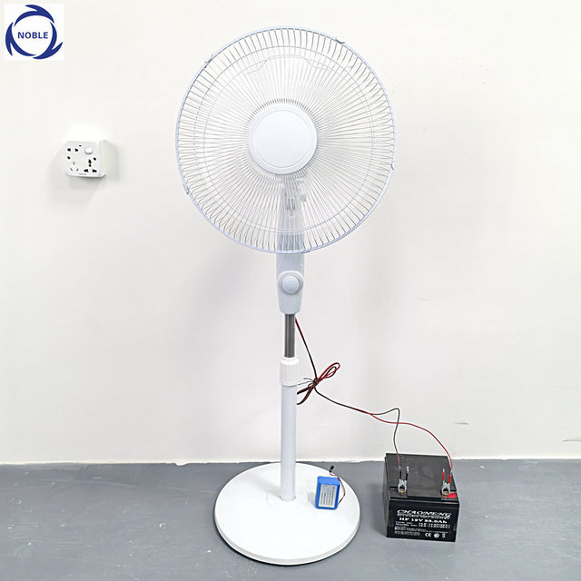 Household 3-Speed 16-Inch Solar Rechargeable Standing Fan 12V DC Motor for Outdoor Indoor