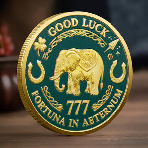 เหรียญนำโชค ฟอร์ทูน่า เอเทอร์นัม เครื่องรางนำโชค ชุบเหล็ก พิมพ์ลาย UV ลายนูน ลายโคลเวอร์ ช้าง ของที่ระลึก ออกแบบฟรี ของขวัญ - Product Image 4