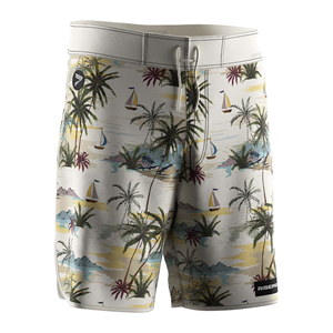 RISEPE <b>Men's</b> Board Shorts Tropical Palm Print Quick Dry Swim <b>Trunks</b> Casual Beach Shorts Mid Waist Drawstring Design - Product Image 1