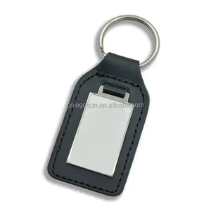 Custom Logo Embossed Leather Keyring Engraved Key Chain Mini Card Holder Leather Keychain