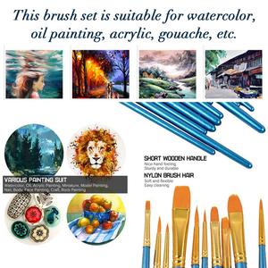 Ensemble de pinceaux <span class=keywords><strong>aquarelle</strong></span> BOMEIJIA, manche en <span class=keywords><strong>bois</strong></span> de qualité supérieure, 10 pièces, formes variées, poils en nylon, ensemble de pinceaux de peinture, fournitures artistiques - Product Image 6