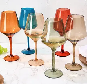 Met De Hand Geblazen Gekleurde Wijnglazen Set Van Meerkleurig Glas Met 6 Steel, Ideaal Voor Alle Wijnsoorten En Luxe Gelegenheden