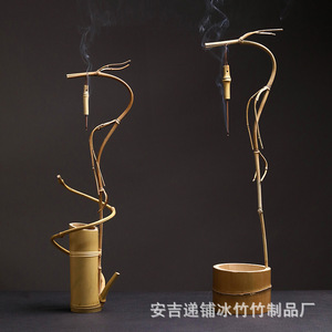 Quemador de incienso de bambú con forma de dragón, adorno de estilo chino, creativo, inspirado en el Zen japonés, para sala de té, estudio, hotel, tejido de bambú - Product Image 1