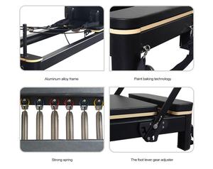 Cama de <span class=keywords><strong>Pilates</strong></span> Reformer de Aluminio, Portátil, para Ejercicios de Yoga, de Uso Comercial, con Núcleo de Aleación Blanca y Aluminio Negro - Product Image 4