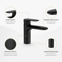 Robinet mitigeur de lavabo en laiton massif multi-finitions, à levier unique, à poser sur le plan, pour projets d'aménagement de salles de bain d'hôtels et d'appartements
