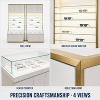 Vitrina de Exhibición de Gafas Negra y Blanca para Minoristas, con Base de Almacenamiento de Madera con Cerradura, para Tiendas Ópticas