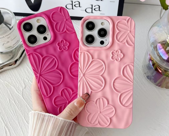 Aesthetic 3D TPU Oil Painting Flower Shockproof Phone Case Screen Protector for 15 Cute Protective Solid Color Direct Factory