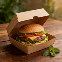 Cajas de Hamburguesas Desechables de Papel Kraft Personalizadas, Aptas para Alimentos y Reciclables