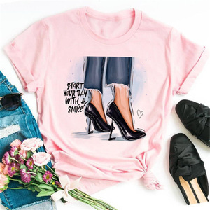 Camiseta blanca para mujer, Camiseta con estampado de copa de vino, camiseta Harajuku con estampado informal para mujer, camiseta gráfica de manga corta de talla grande para niña - Product Image 6