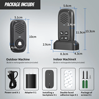 Système d'interphone sans fil étanche longue distance Full Duplex rechargeable alimenté par batterie pour la maison et le bureau Sonnette de porte