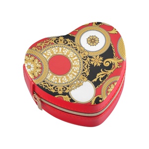 New Arrival Custom Red Boho Paisley Print Travel Jewelry <b>Case</b> PU Leather Necklace <b>Earring</b> Box Heart Design Jewelry Box With Logo - Product Image 2
