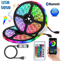 Bande lumineuse LED couleur USB RGB Tpae Bande lumineuse LED Décoration de chambre à coucher 5050 5m 10m 15m 20m 30m Rétroéclairage LED TV