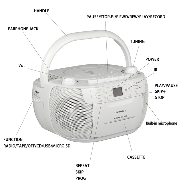 Factory Direct Sale Great Sound CD Player Boombox Popular Portable CD Player