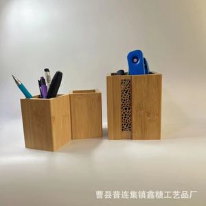 Bamboo <b>Pen</b> Holder Square 8 Cm X 8 Cm X 10 Cm Desk Stationery Storage <b>Box</b> Office Supply Student Use - Product Image 5