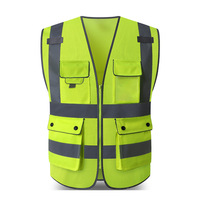 Gilet de sécurité haute visibilité en maille fluorescente pour travailleurs, classe 2, noir, bleu, rouge, vêtements de protection réfléchissants