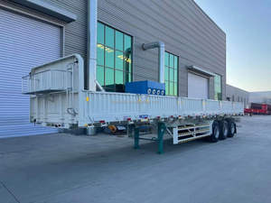 Semi-remorque à plateau latéral en acier à 3 essieux, <span class=keywords><strong>poids</strong></span> à vide de 5,5 tonnes, pour l'exportation d'usine, à vendre - Product Image 5