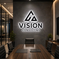 Enseigne LED 3D rétroéclairée personnalisée en acier inoxydable, logo personnalisé, réception de bureau, entreprise, salon, centre commercial, signalétique intérieure, décoration
