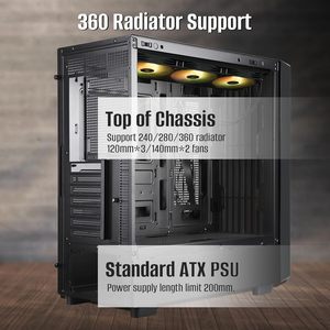 Boîtier PC Gaming Moyen Tour à Haut Débit d'Air pour Cartes Mères ATX/<span class=keywords><strong>mATX</strong></span>/ITX, Façade en Bois de Noyer Noir avec Grille, 12 Ventilateurs ARGB PWM, Verre Trempé - Product Image 6