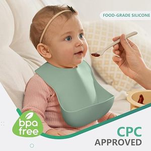 2026 Großhandel Auslaufsicheres Fütterungslätzchen mit Knopfverschluss Waschbar ODM Premium Faltbar Tragbar Wasserdicht Silikon-Babylätzchen - Product Image 2