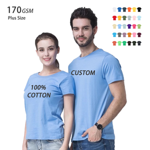 Fabricant de vêtements, vente en gros, logo personnalisé, t-shirt 170g, 100% coton, t-shirt uni, impression sérigraphique, t-shirts pour hommes grandes tailles - Product Image 1