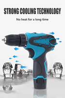Perceuse-visseuse électrique sans fil à percussion mini 12V, moteur sans balais lithium-ion, OEM, 10mm, vitesse variable, couple max. 30 Nm