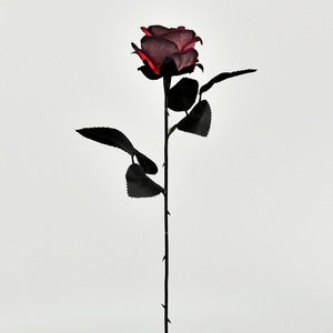Rose noire artificielle Greenway à tige unique, accessoire de photographie gothique, fleur décorative - Product Image 2