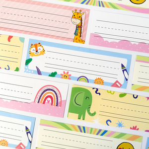 Autocollants inscriptibles personnalisés Plaques d'identification de bureau 25PCS Cartes de rentrée des étudiants en papier couché pour la salle de classe Cartes nominatives de bureau Autocollants - Product Image 6